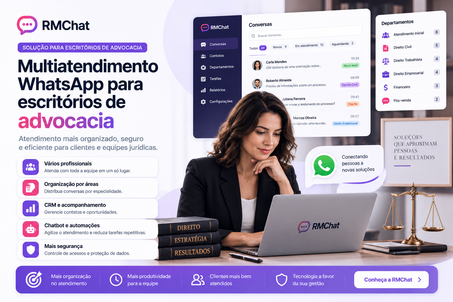 Multiatendimento WhatsApp para escritórios de advocacia: como organizar atendimento, equipes e clientes